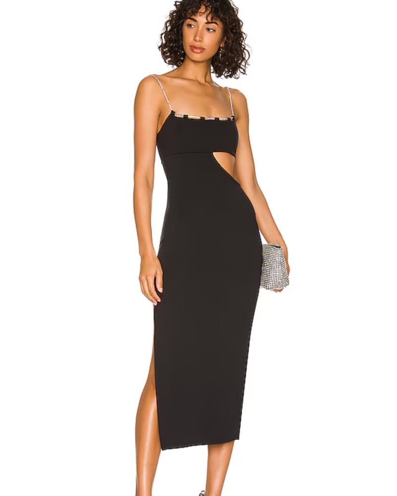 Sleek and Sultry Black Midi Dress - Image 1