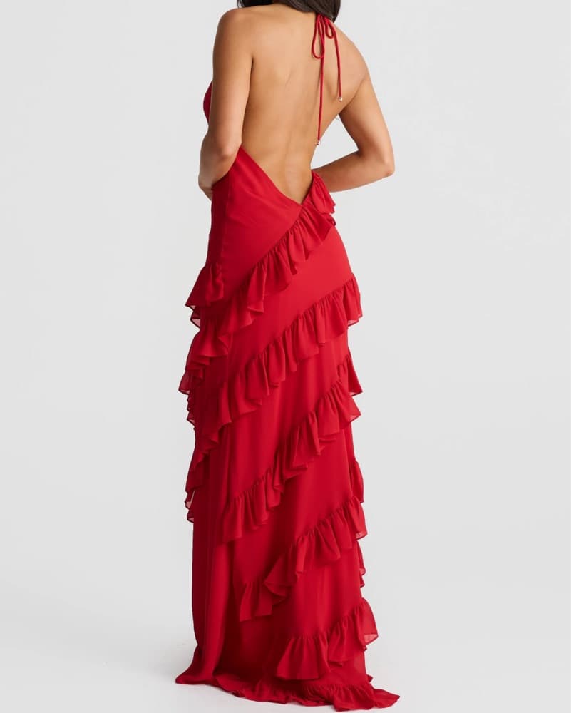 JAUS Red Ruffle Maxi Dress - Image 2