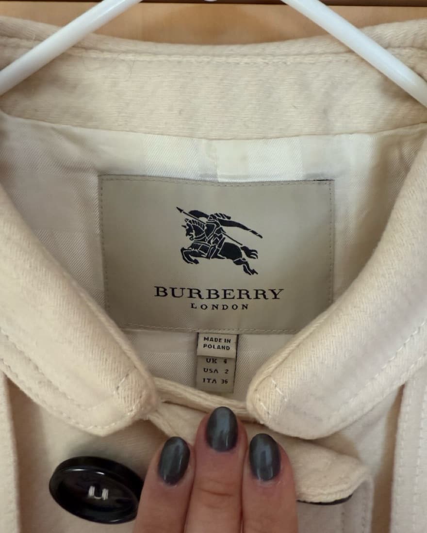 Burberry White Double Breasted Coat - Image 2