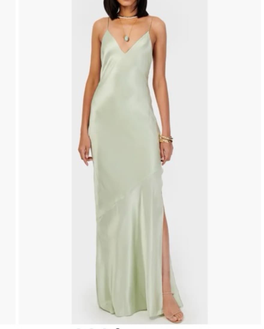 Elegant Mint Green Satin Maxi Dress - Image 2