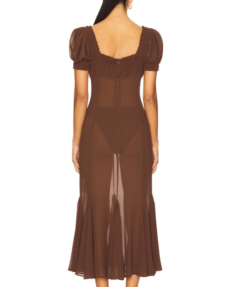 LPA Brown Sheer Davina Dress - Image 4