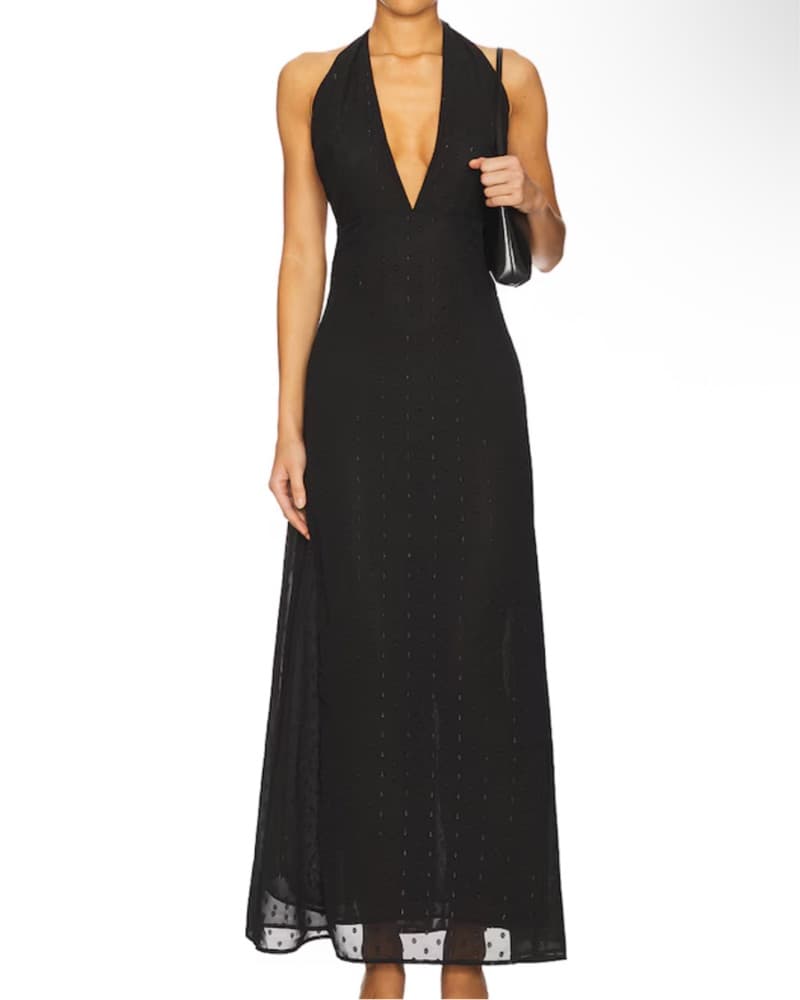 Black Maxi Halterneck Dress - Image 1