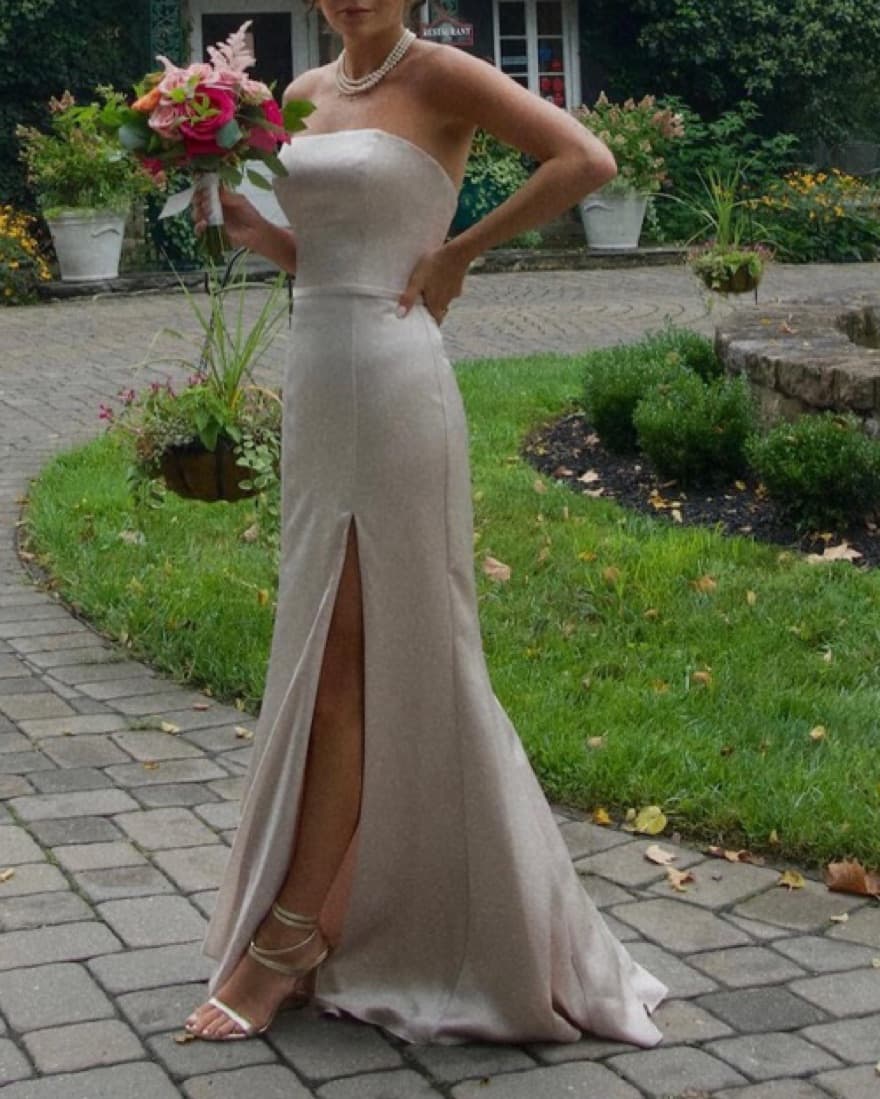 Champagne Bridesmaid Gown - Image 1