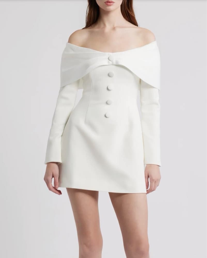 Odd Muse Off The Shoulder White Dress - Image 1