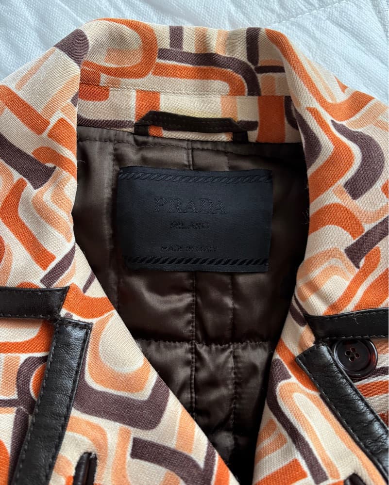 Vintage Prada Geometric Print Coat - Image 3