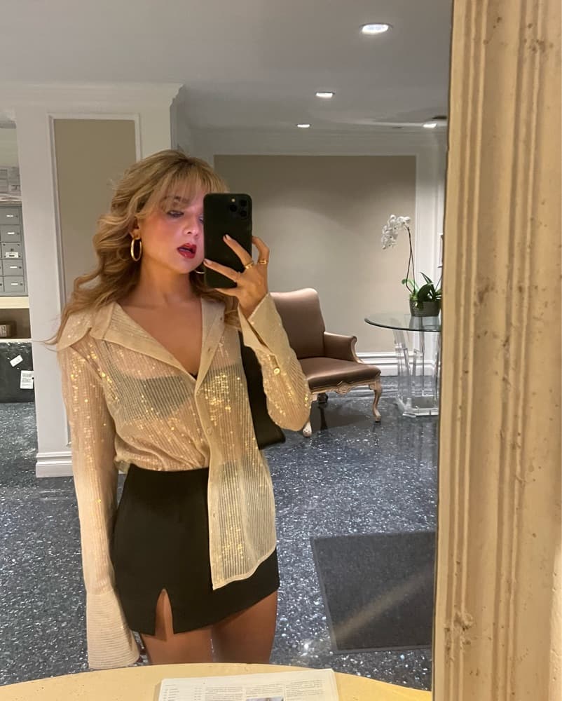 Rat And Boa Sheer Sequin Button Down  - Image 1