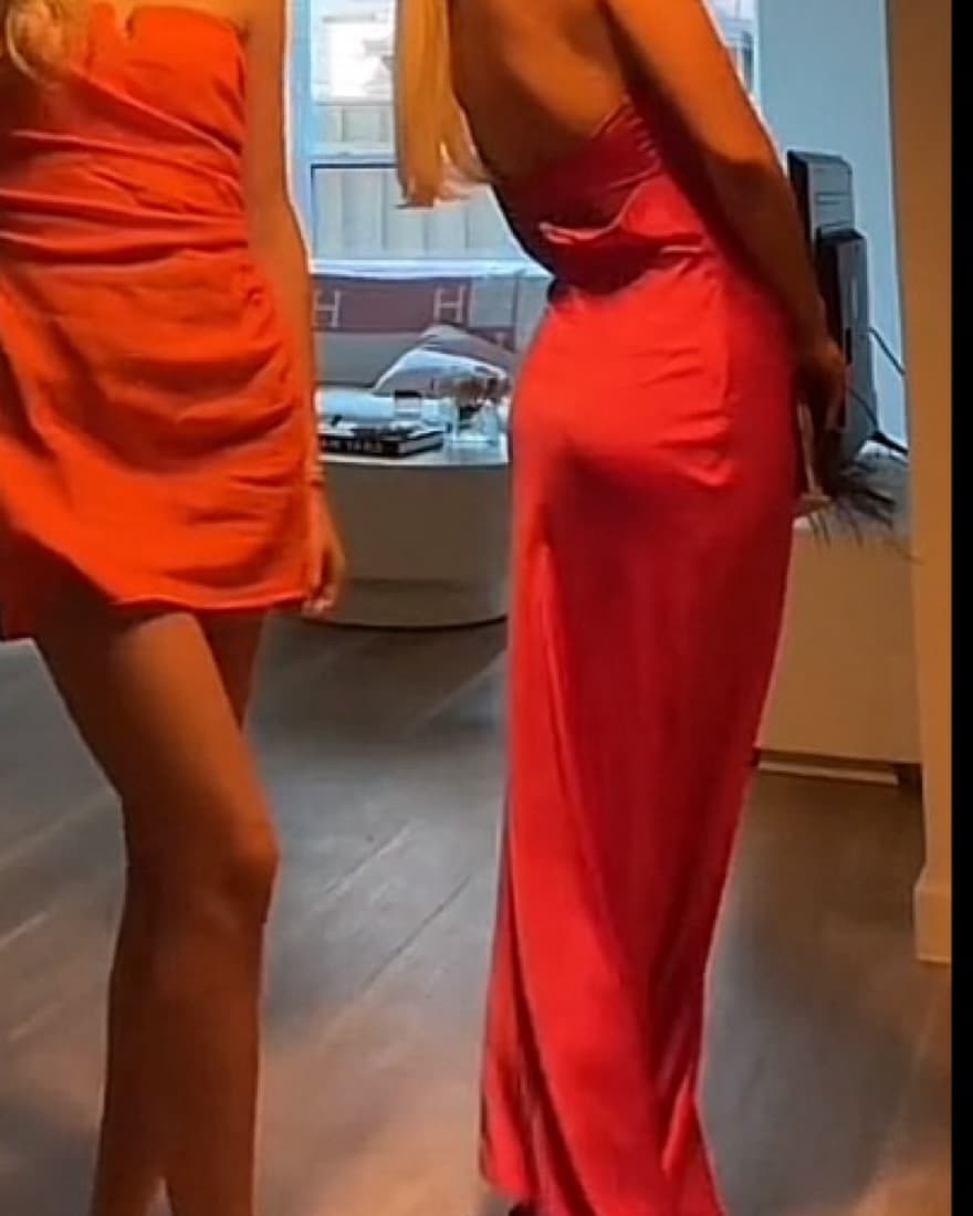 Hot Pink Maxi Satin Cowl Neck - Image 2
