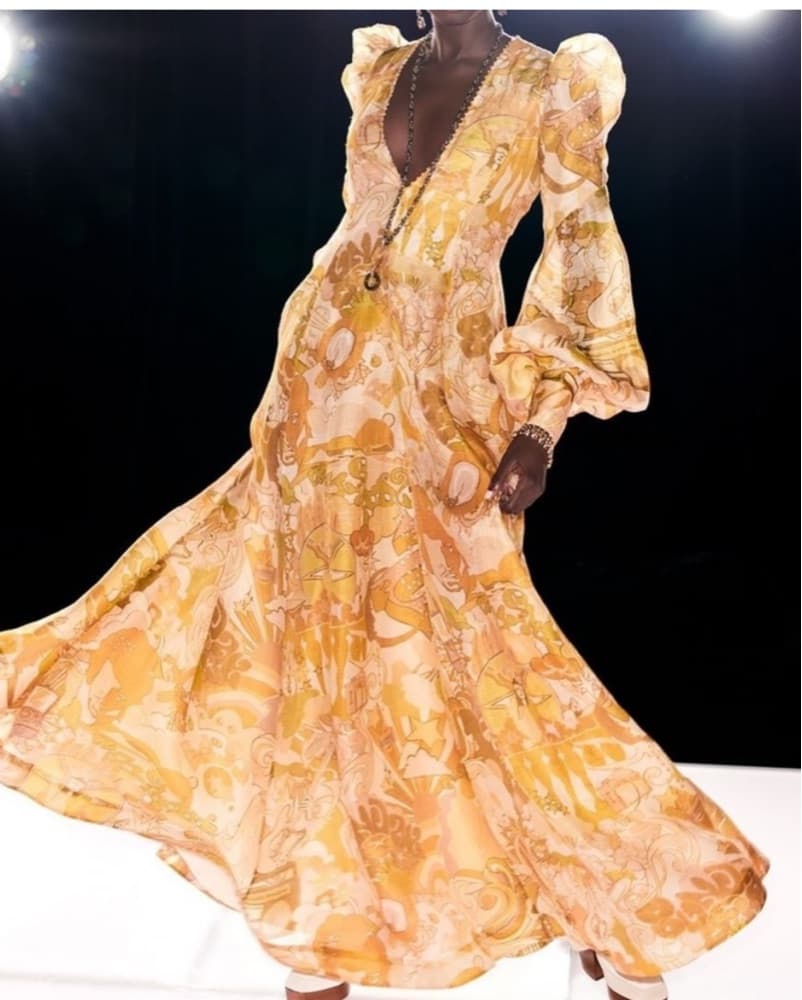 Zimmermann Tempo Puff Sleeve Linen Gown - Image 1