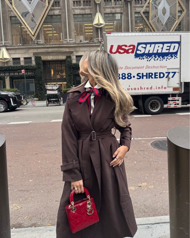 Dark Brown Soft Cotton Trench Coat  - Image 3
