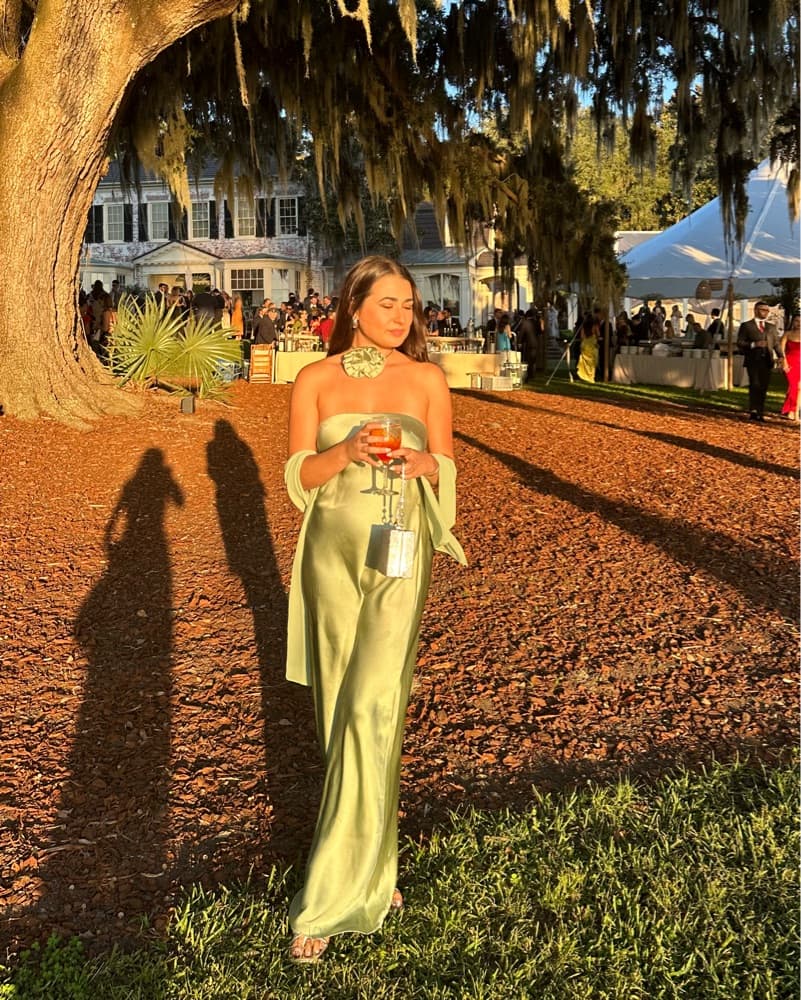 WeWoreWhat Sage Satin Maxi Dress - Image 2