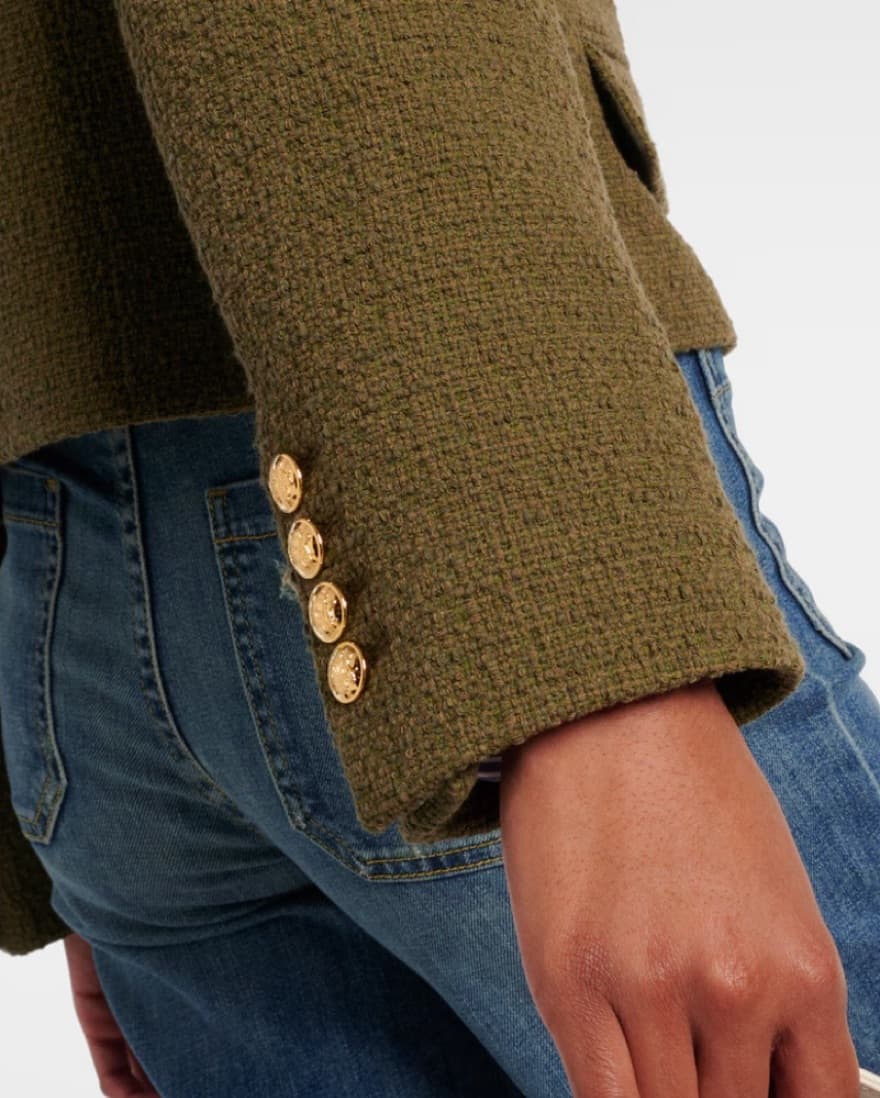Chic Olive Green Structured Jacket - Image 5