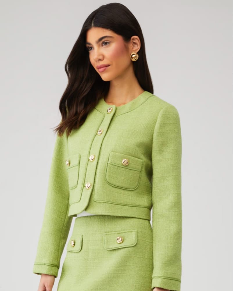 ÊTRE AIMÉ Chic Green Tweed Suit Set - Image 3