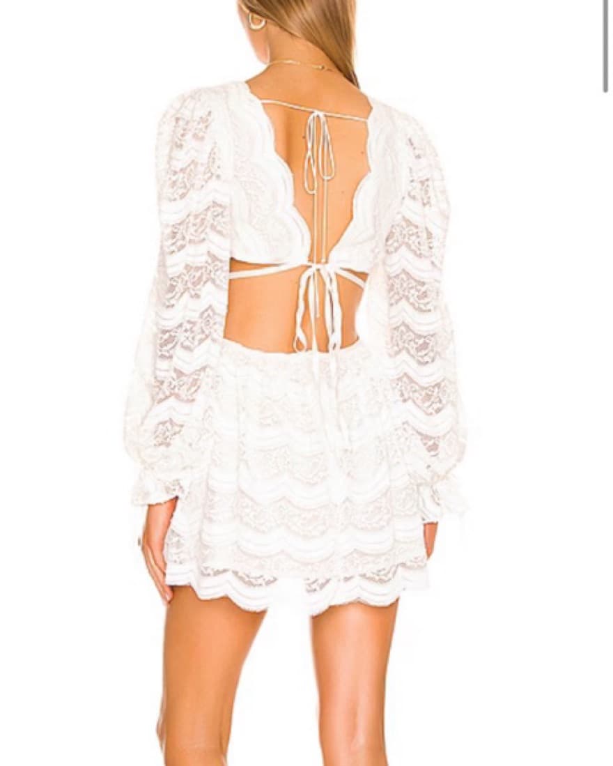 Mimi Long Sleeve White Lace Mini Dress - Image 2