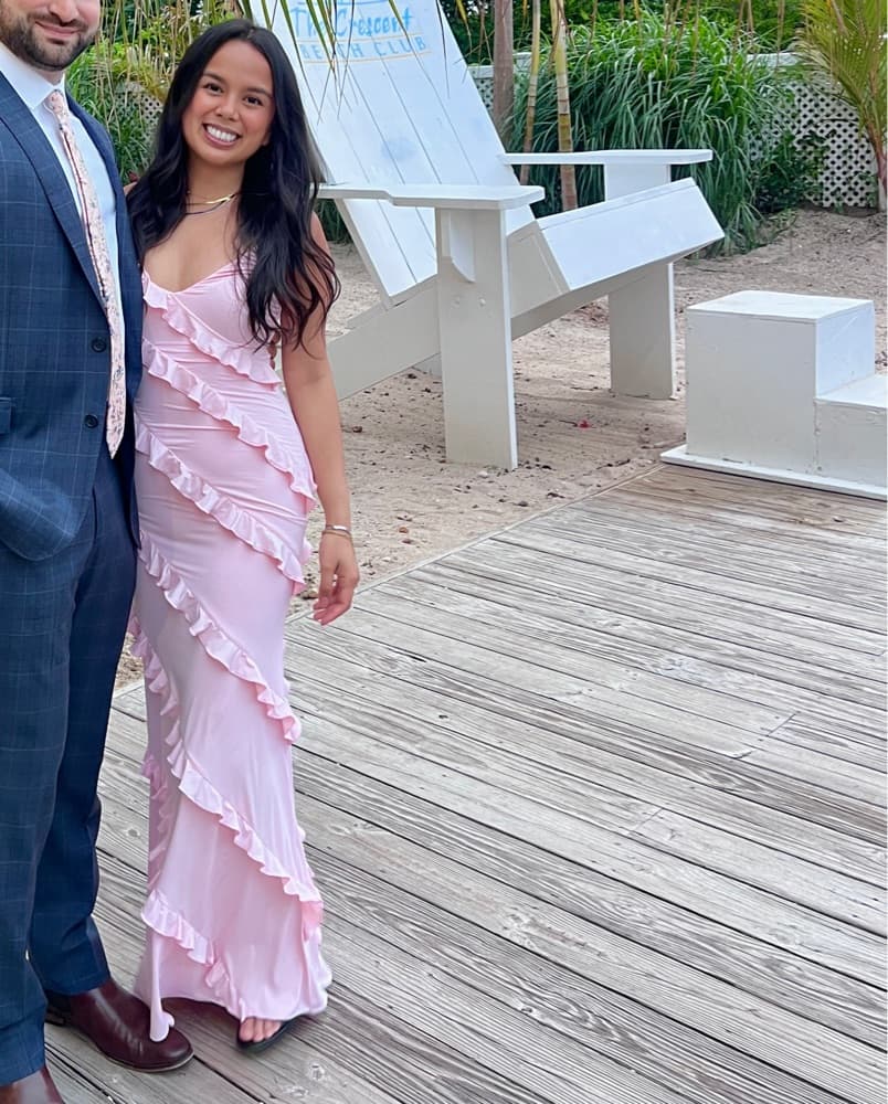 Long Pink Ruffle Dress - Image 1
