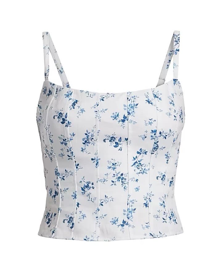 Reformation Floral Linen Seamed Top - Image 2