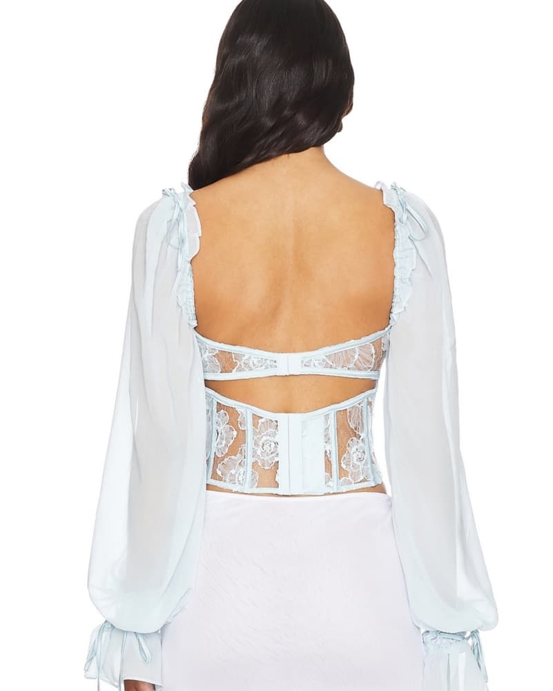 For Love & Lemons Blue Lace Corset Top - Image 4