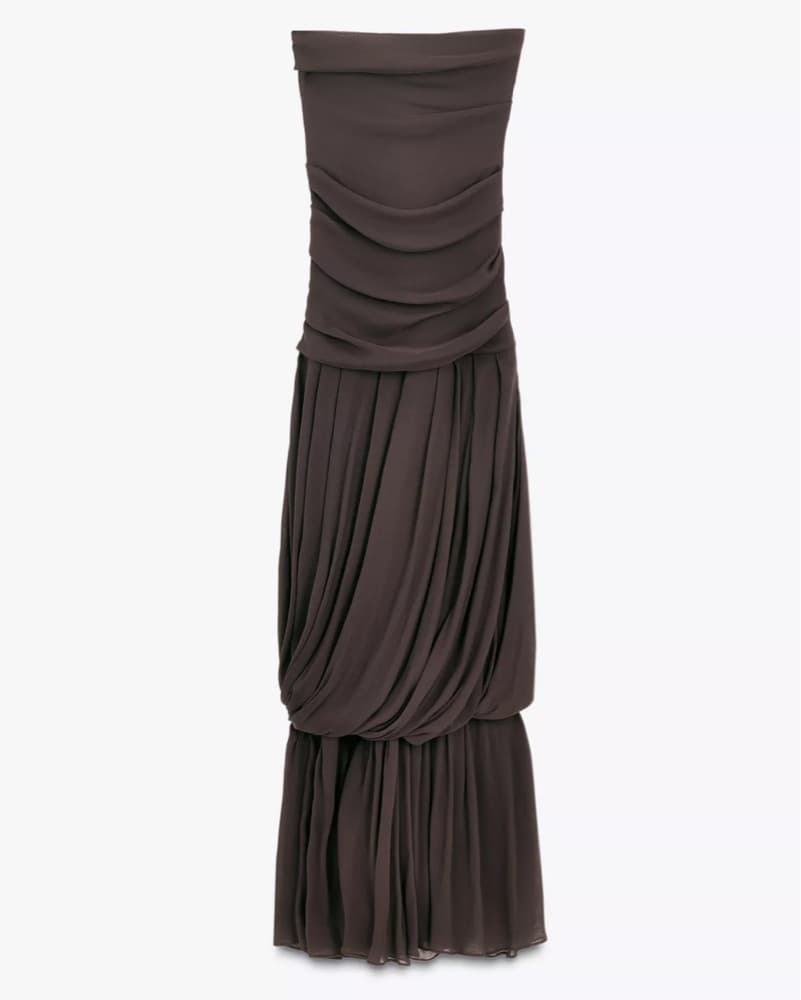 Brown Gown with Draped Detail - Image 3