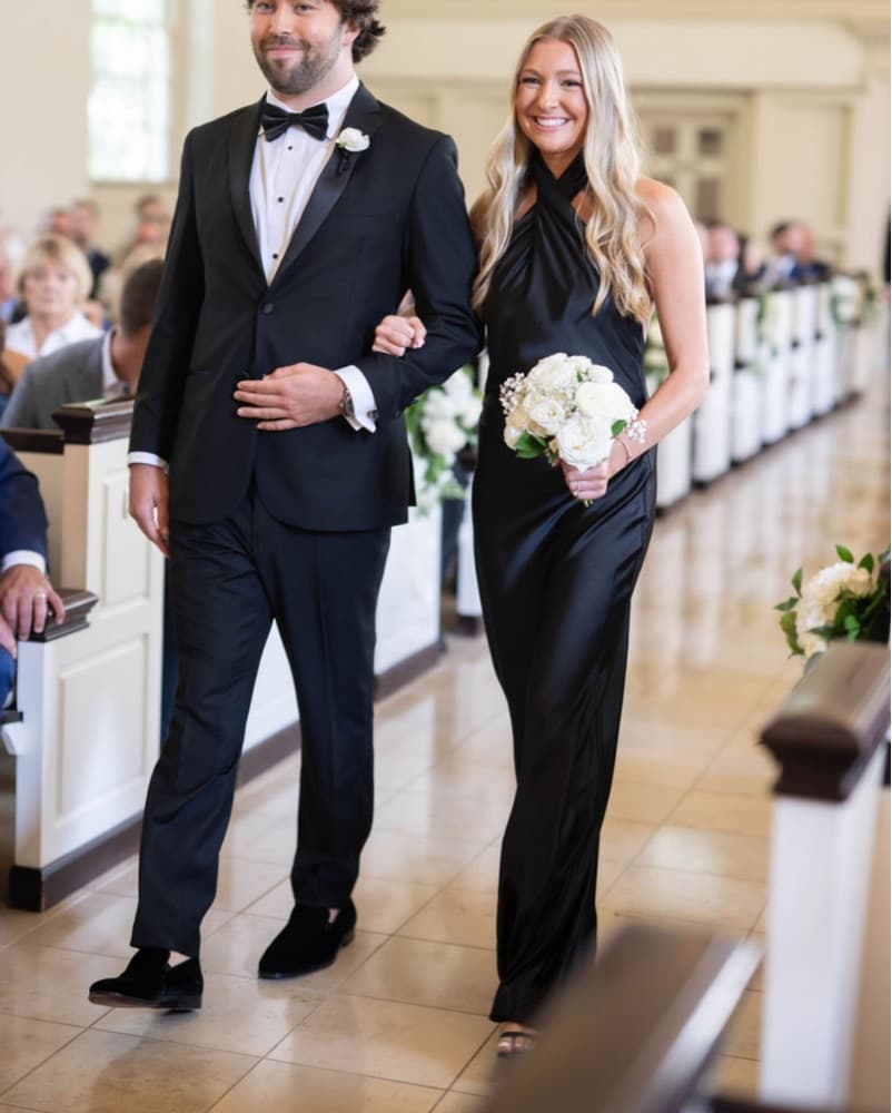 SHOWMEYOUR MUMU black Satin Halter Dress - Image 4