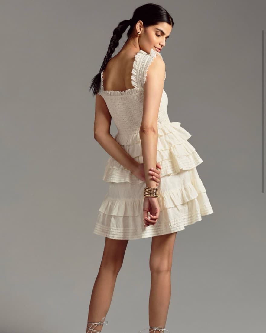 Cream Self Contrast Tiered Leona Dress - Image 3