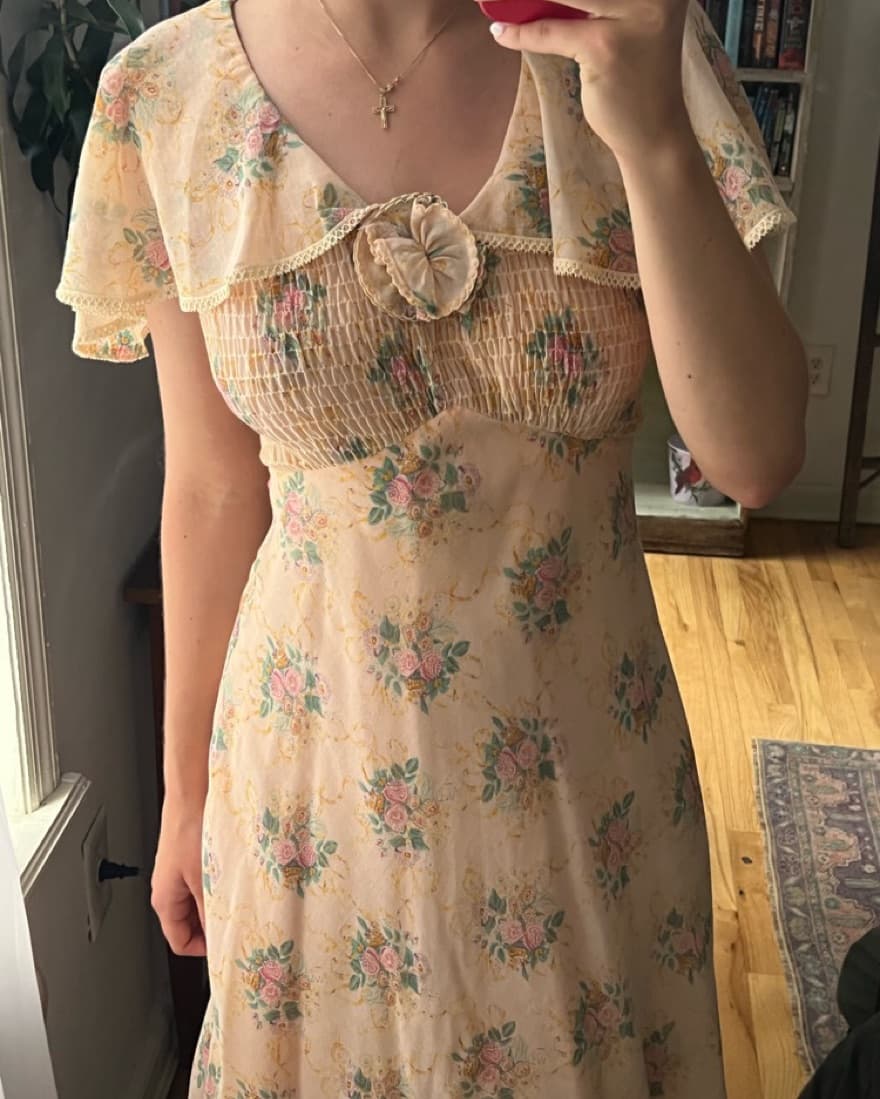 Vintage 90s Romantic Floral Dress - Image 5