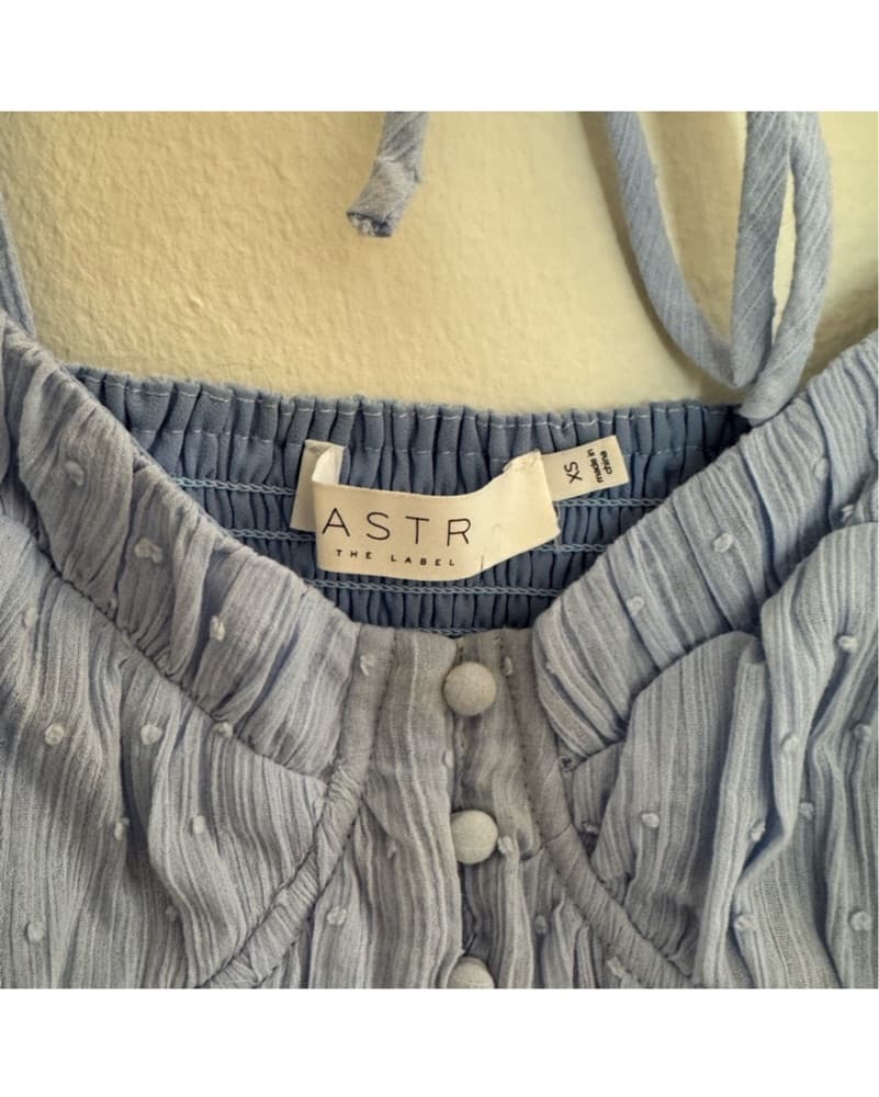 Blue Puff Sleeve Smocked Blouse - Image 5