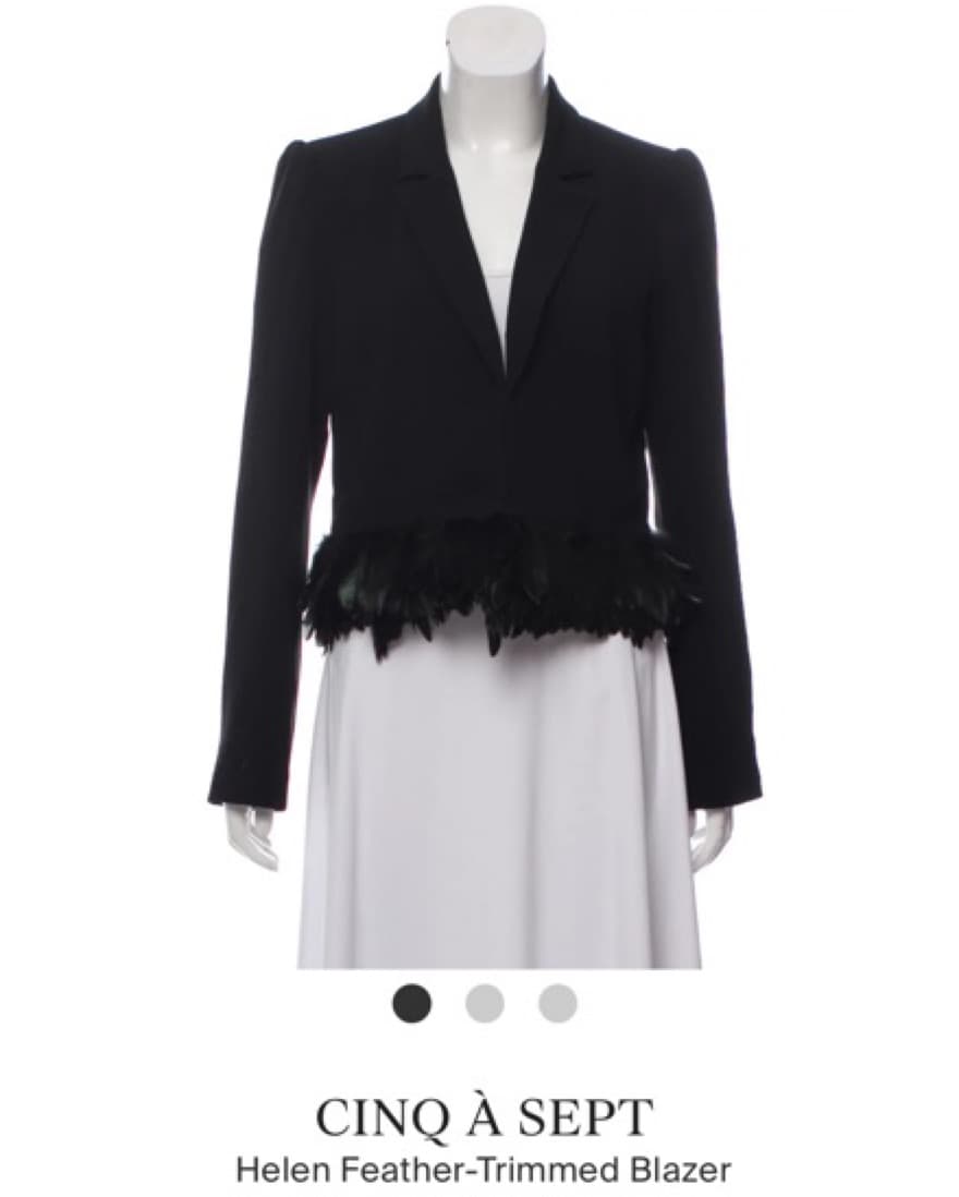 Cinq A Sept Black Feather Trimmed Blazer - Image 1