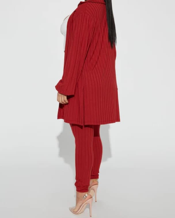 Vibrant Red/Rust Pleated Pantsuit - Image 2