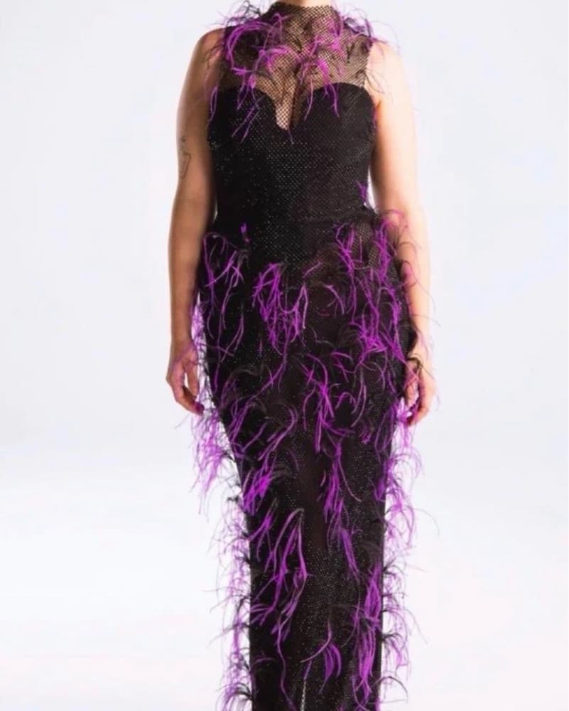 Dazzling Purple  Hanifa Feather Gown - Image 1