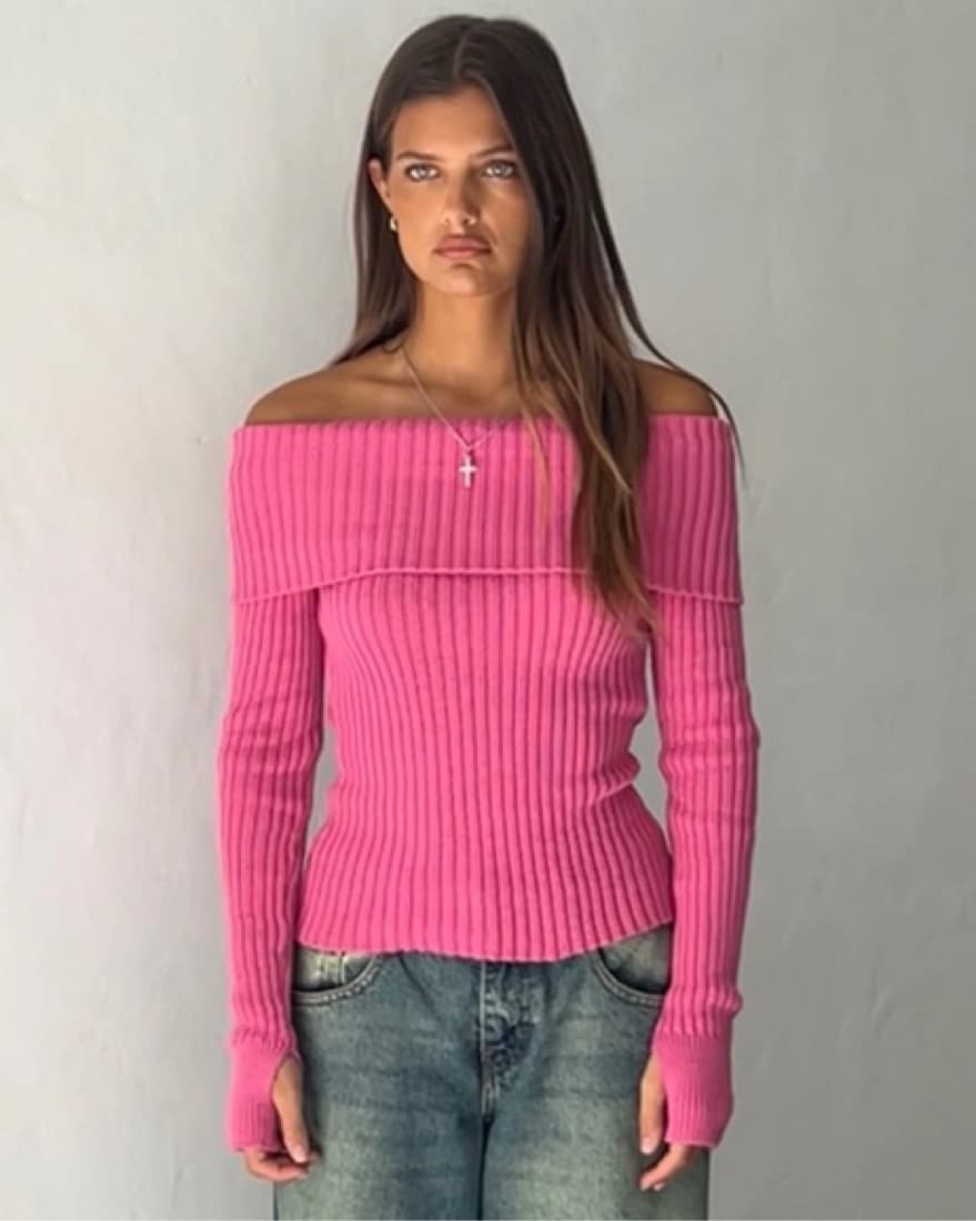 Circe off the shoulder knit long sleeve - Image 3