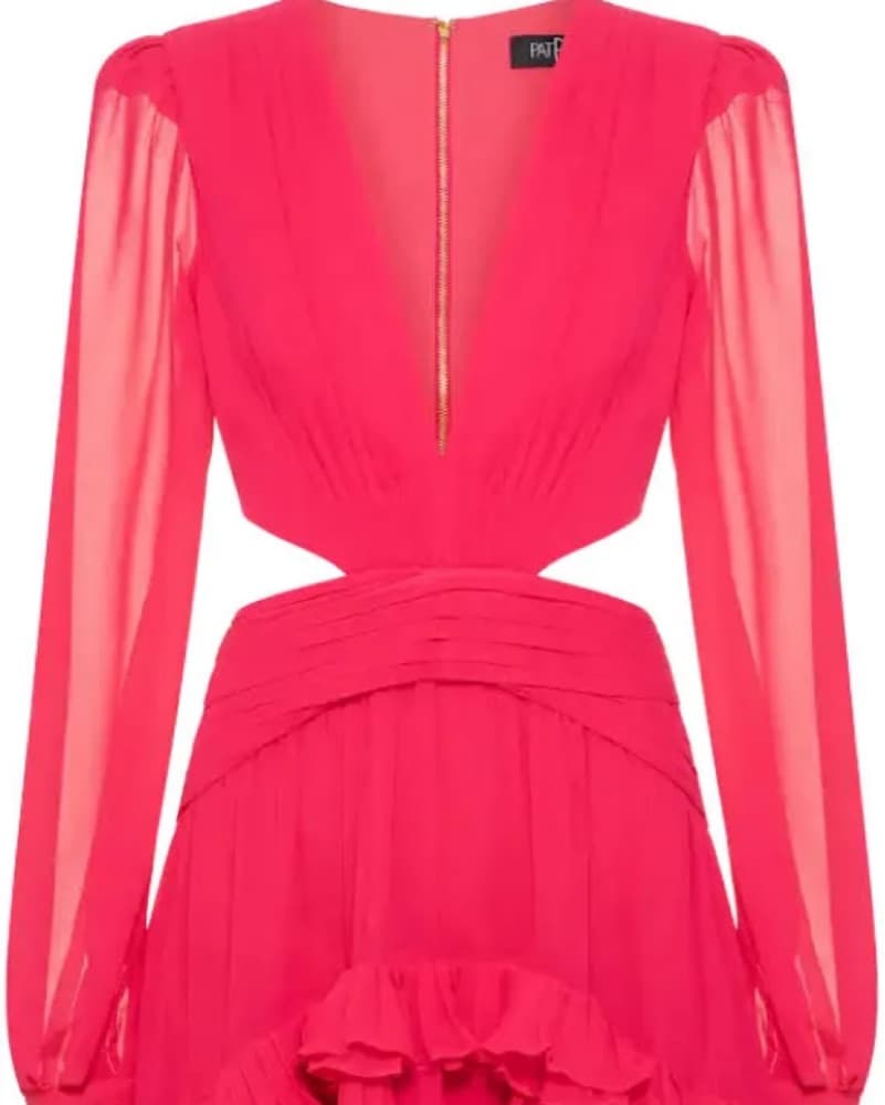 Patbo Cut Out Silk Plisse Pink Dress XS - Image 3