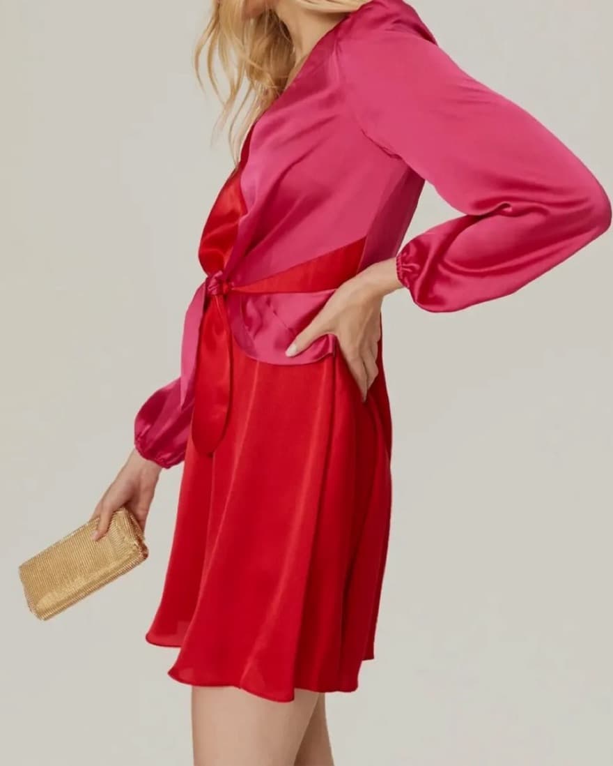 Milly Red Pink Satin Formal Dress - Image 4