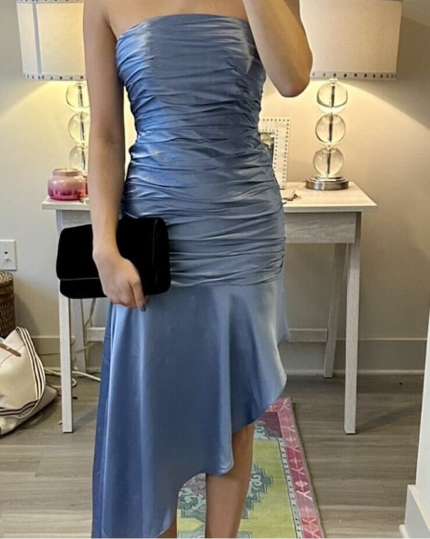 Cinq a Sept Blue Silk Cocktail Dress 0 - Image 3