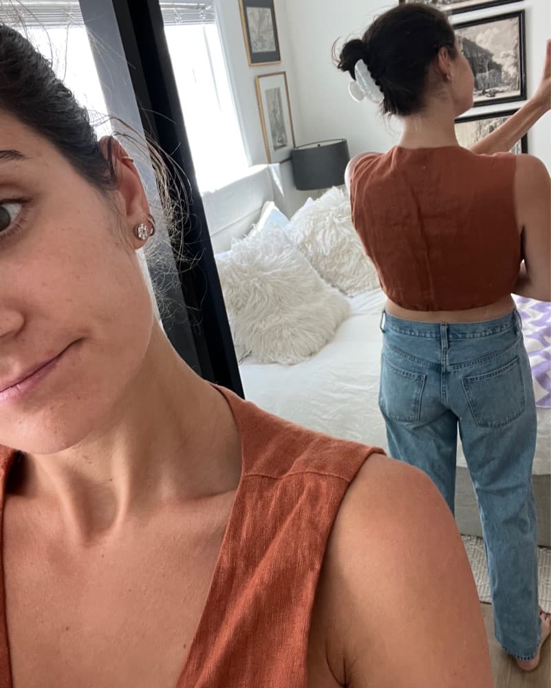 Rust Cutout Tie-Front Crop Top - Image 3