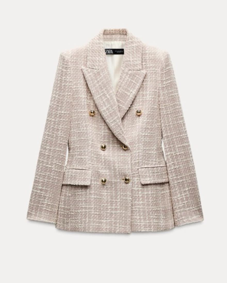 Blush Pink Tweed Blazer - Image 2