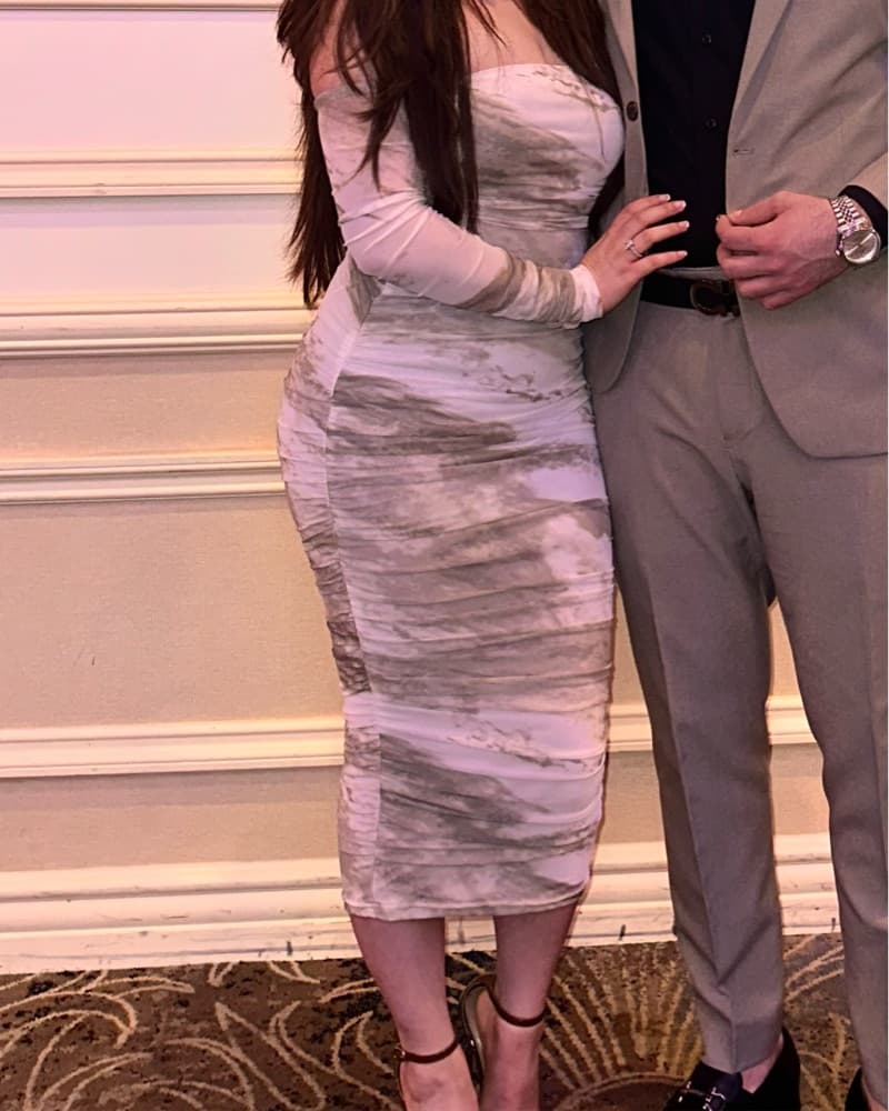 Off-shoulder Marble-Inspired Bodycon - Image 1