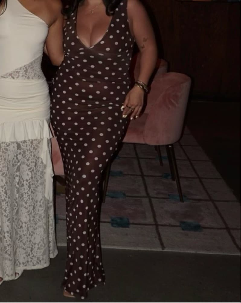 Brown polka dot Dress - Image 1