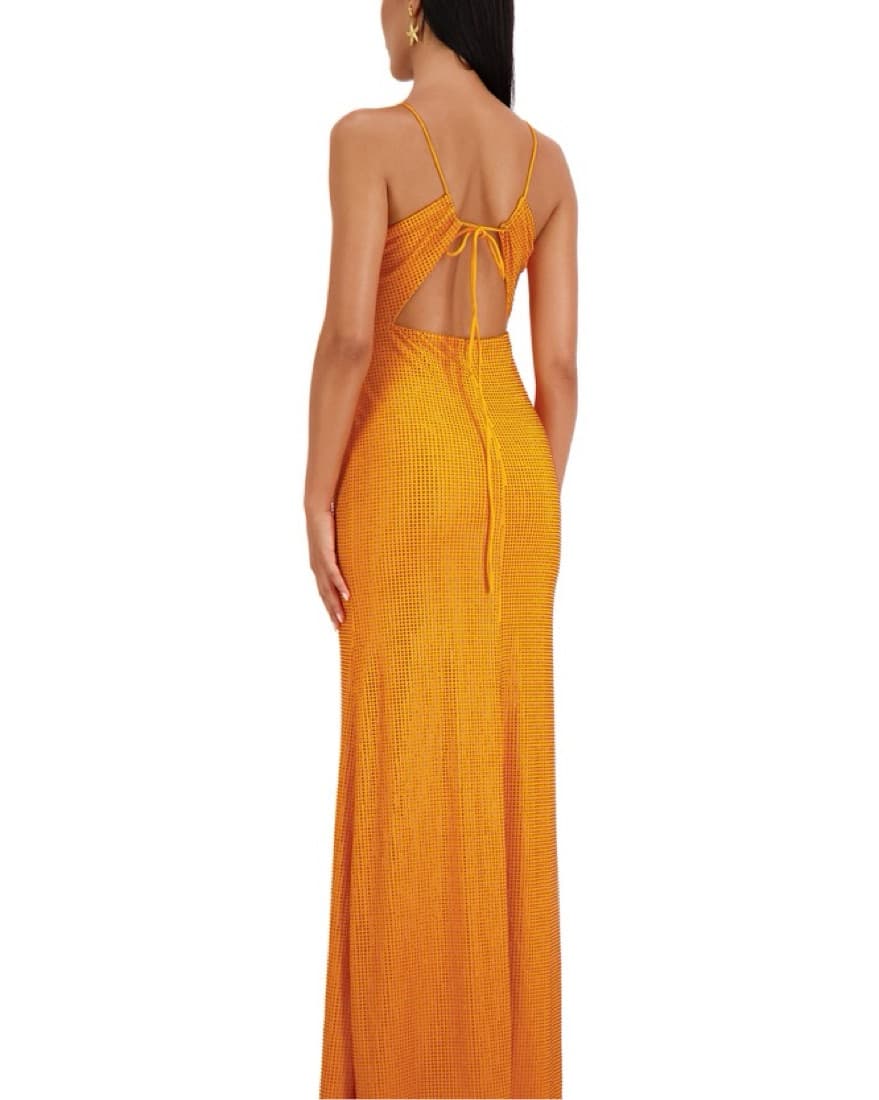Orange Diamante Maxi Dress - Image 2