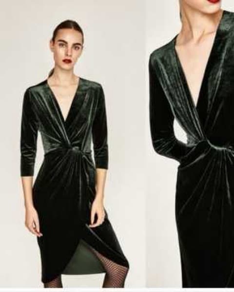 Green Velvet Knot Midi Dress - Image 2