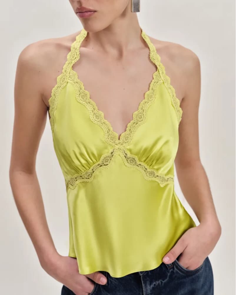 Reformation Green Silk Halter Top - Image 1