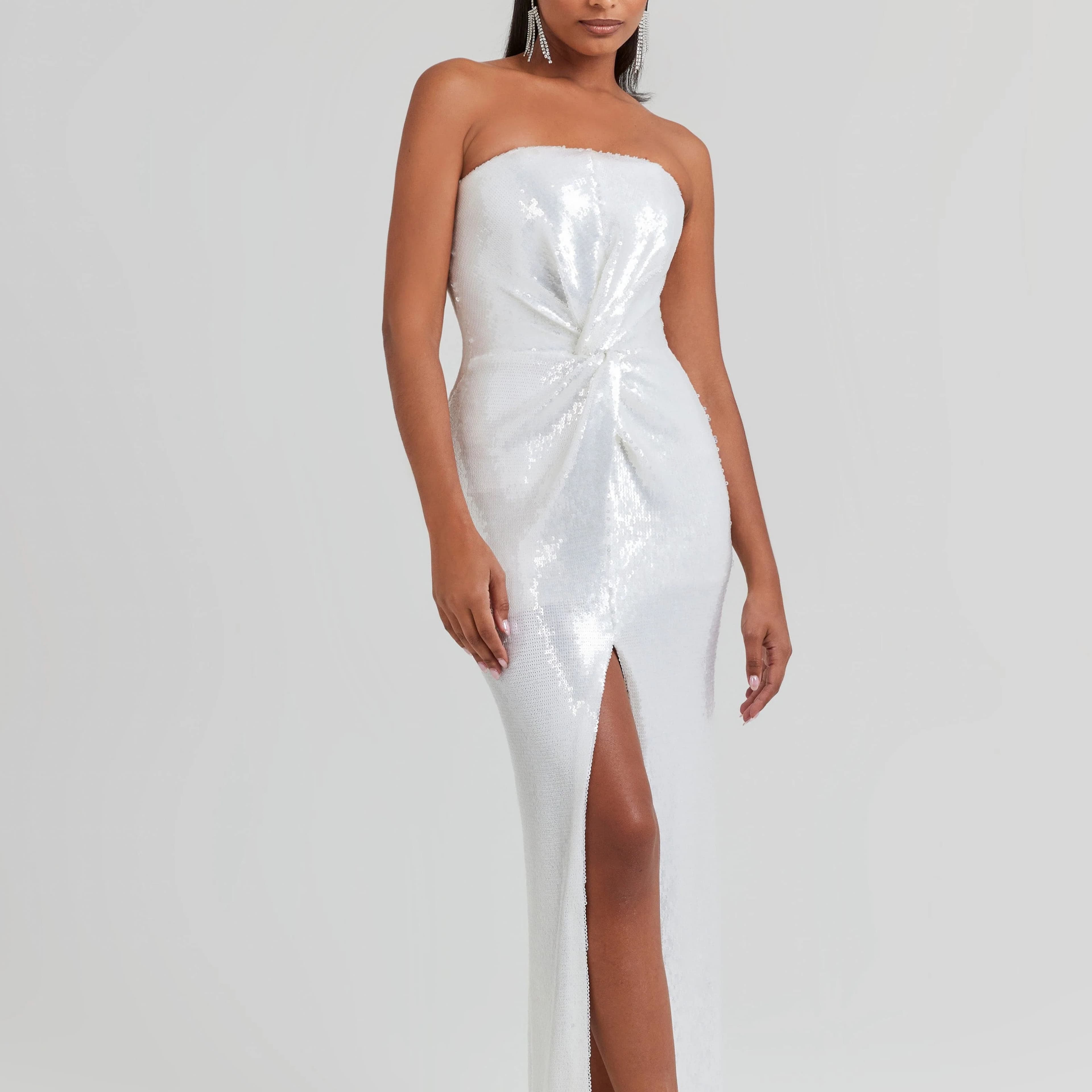 Nadine Merabi Sequined Gown / White / L - Image 1