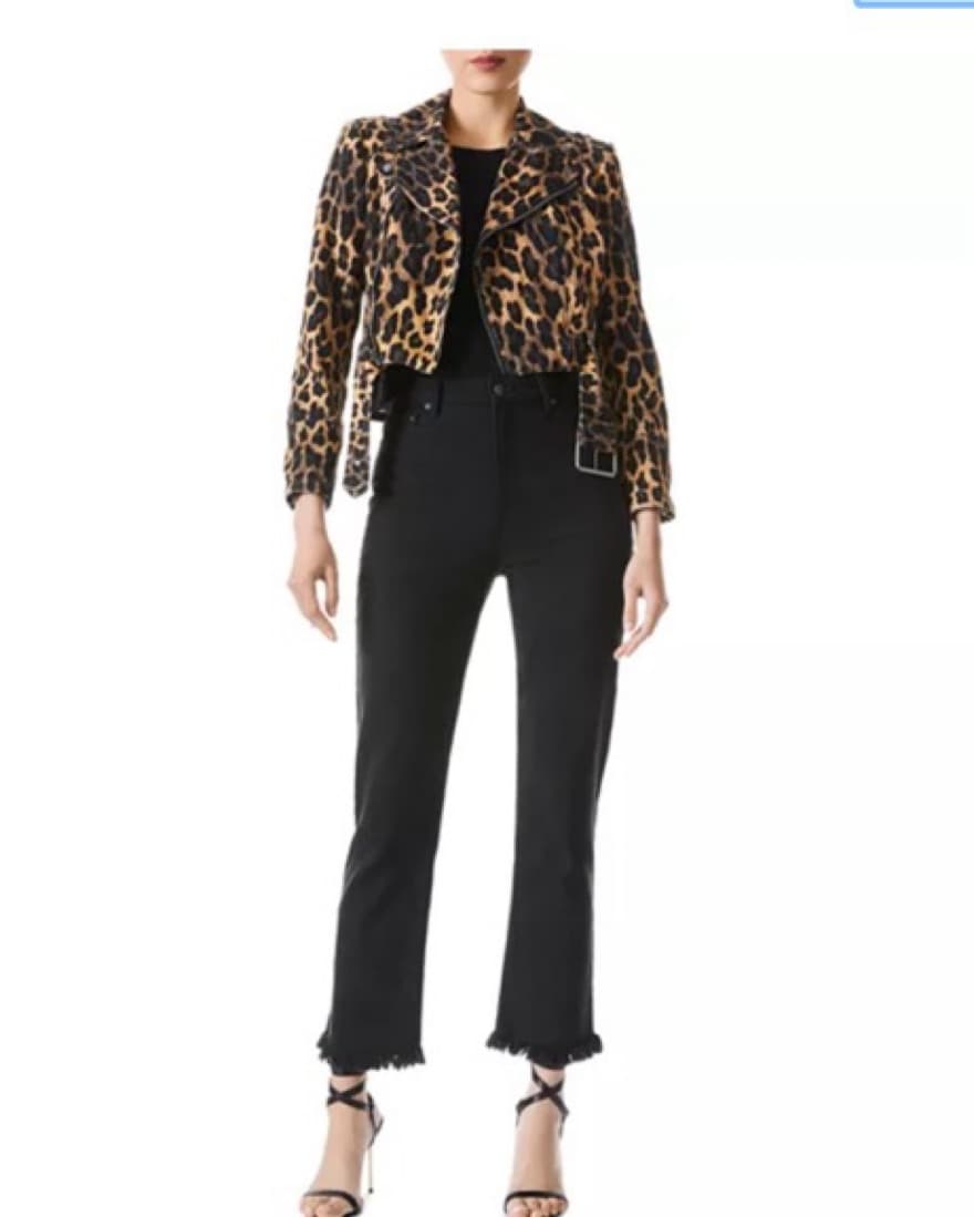 Alice + Olivia Leopard Print Moto Jacket - Image 3
