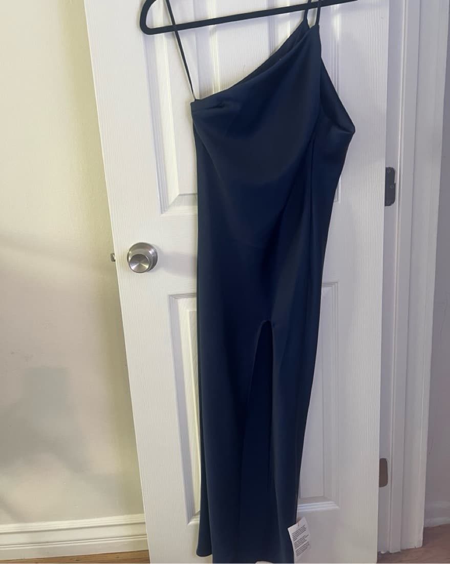 Navy ASOS One-Shoulder Dress - Image 2