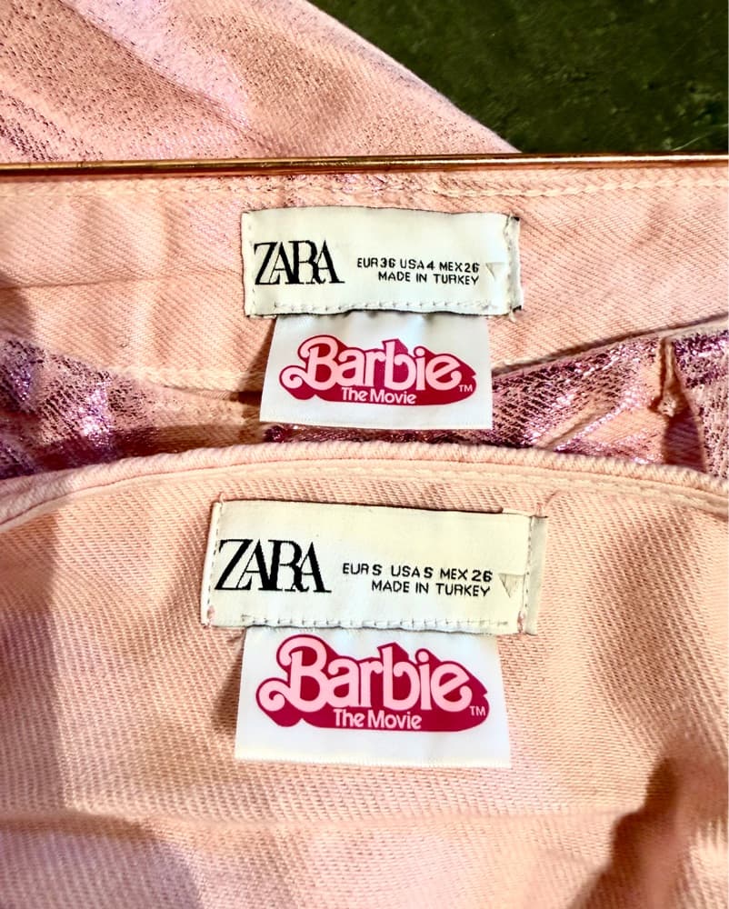 Zara X Barbie Western Pink Metallic Denim Set - Image 4
