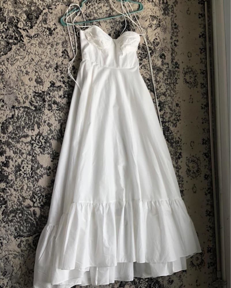 Zara White Ruffled Poplin Dress - Image 3