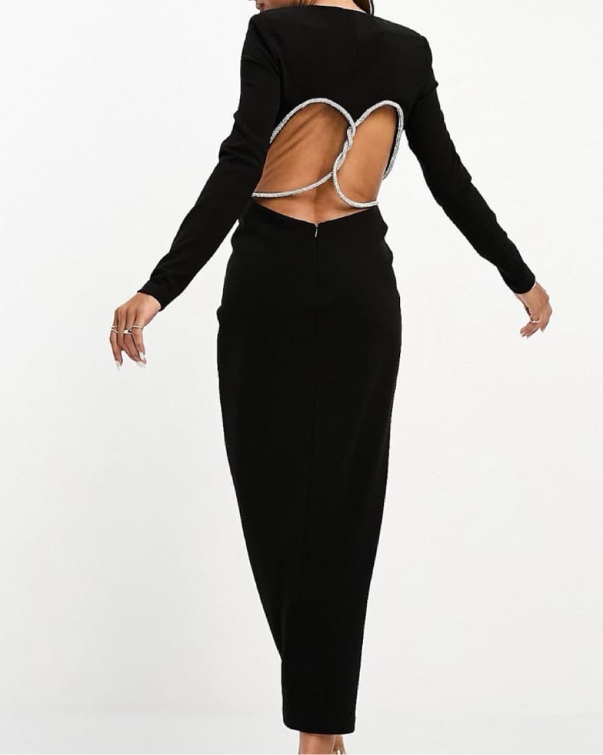  Long Sleeve Cut Out Midi Dress - Image 4