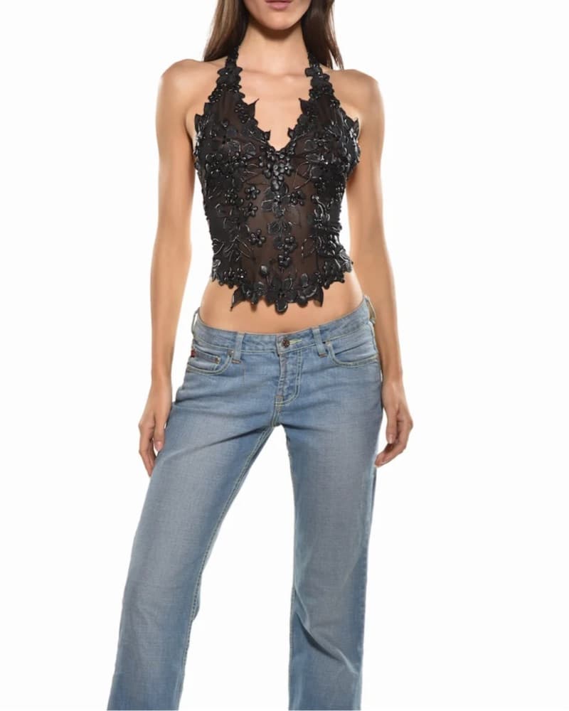 Ema Savahl Garden Black Halter Top - Image 2