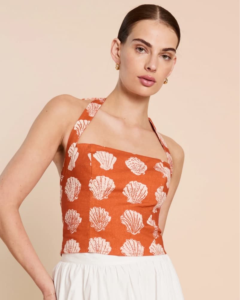 Vibrant Shell Print Halter Top - Image 2