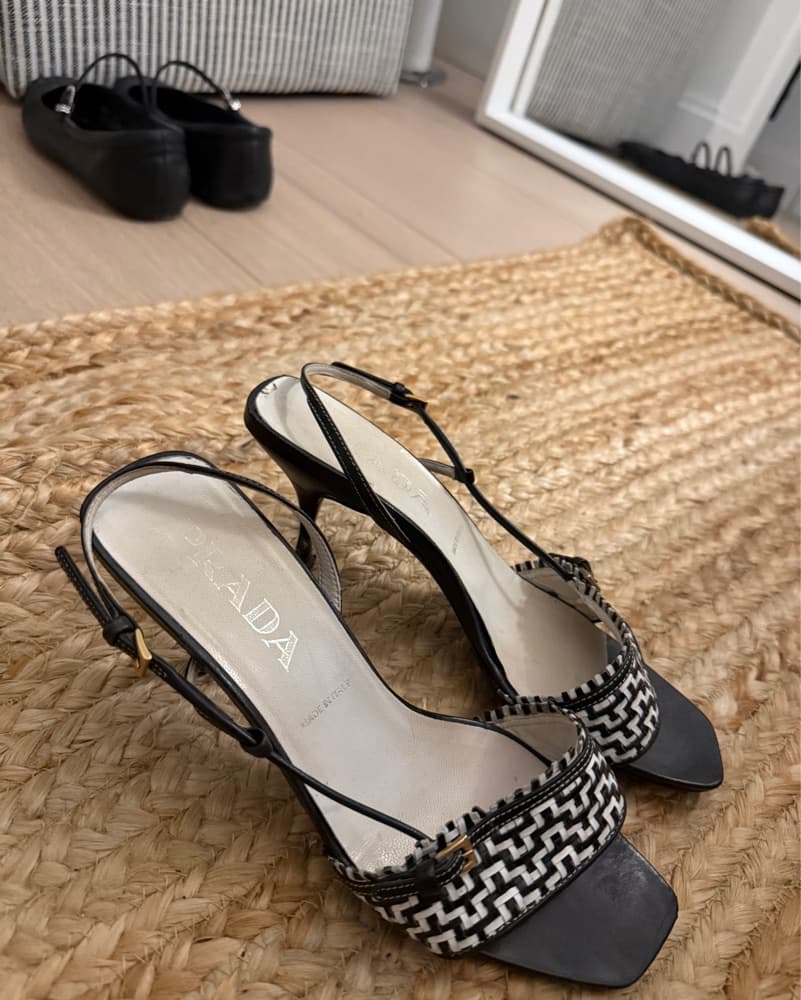 Prada Black And White Little Heel  - Image 3