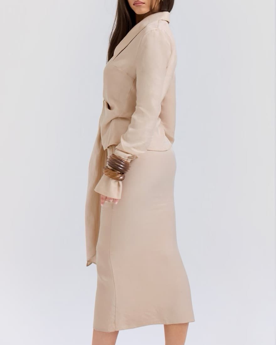 House Of CB Nevaeh Almond Plunge Dress - Image 5