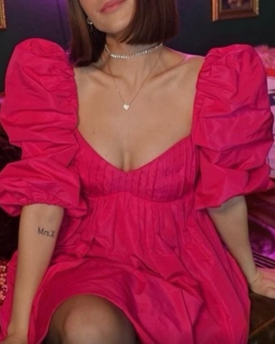 Pink Puff Sleeve Dress - Image 5